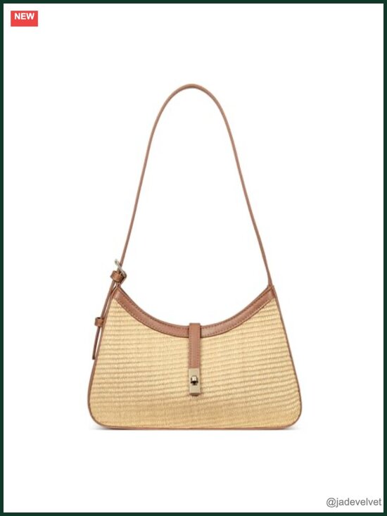 Handbags - Straw Shoulder Bag Crescent Hobo Crossbody with Adjustable Strap